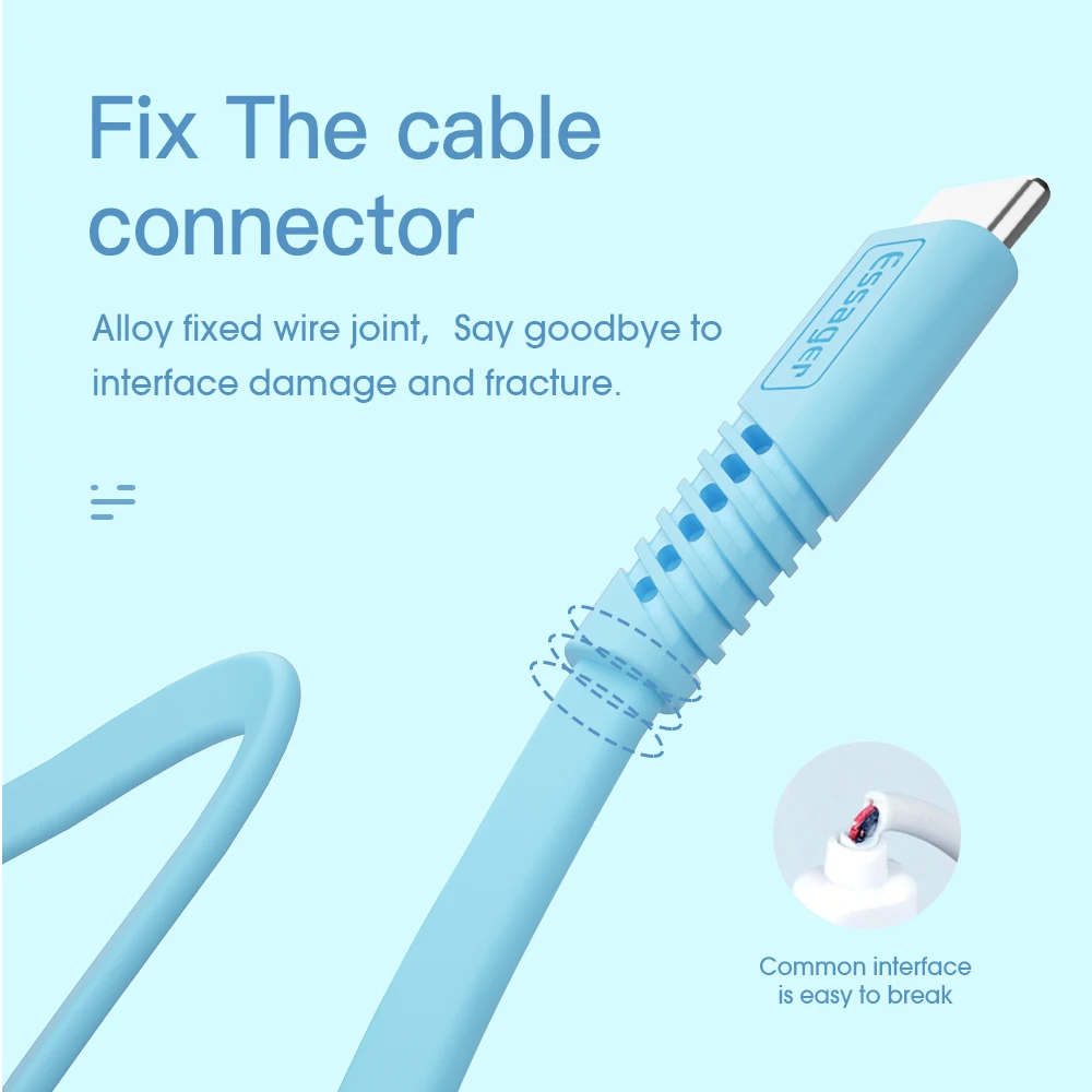 Кабель Essager USB Type C для быстрой зарядки телефонов Android 2.4A 0.3 2 м|Кабели мобильных