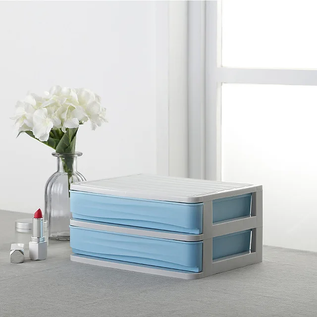 Small 2 layer-blue Пластиковый косметический ящик, органайзер для макияжа, коробка для хранения косметики, контейнер для ногтей, шкатулка, держатель, настольный чехол для хранения - Цвет: Small 2 layer-blue