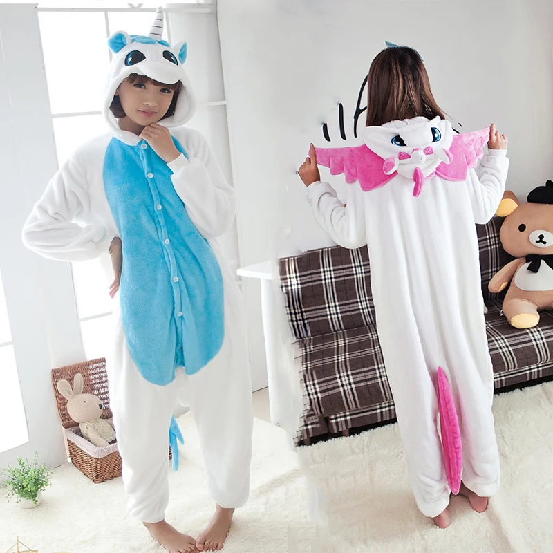 для взрослых единорог пижама зима круглый шея косплей задавать onesie комбинезоны
