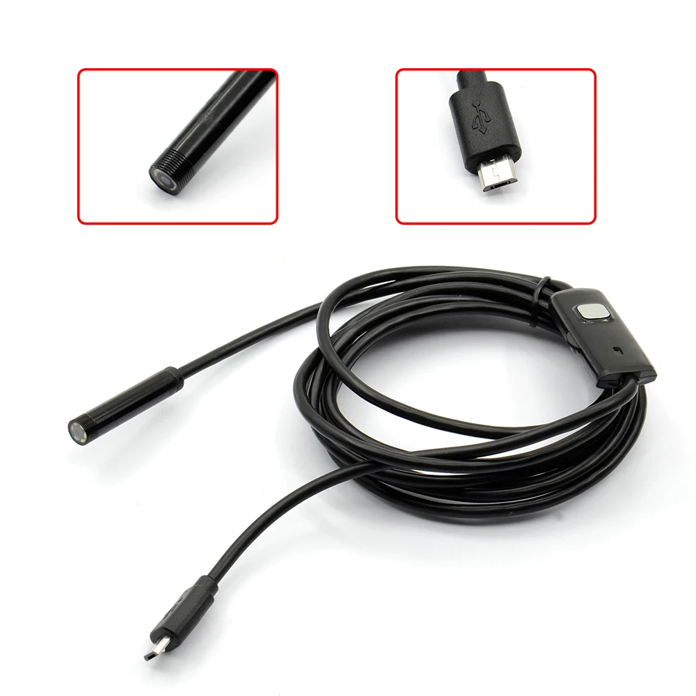 Водонепроницаемый USB-эндоскоп 1 м 7 мм 6 светодиодный | Автомобили и мотоциклы