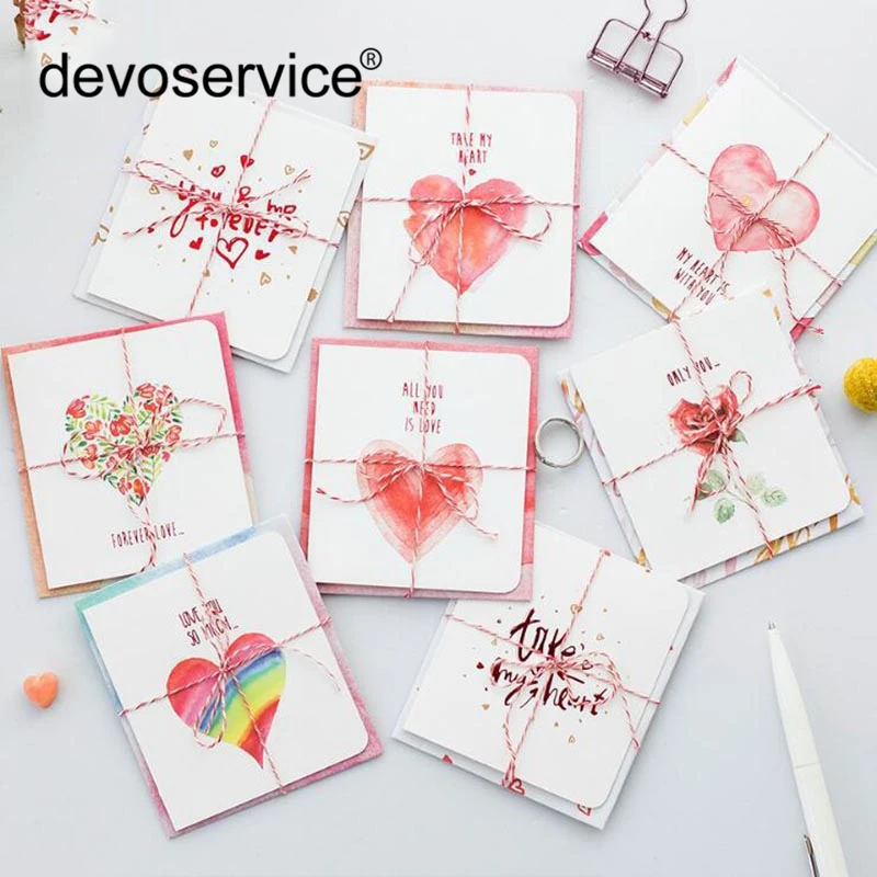 8Pcs/Lot Creative Eternal Love Classical Style Folding Card Christmas New Year Blessing Universal Greeting With Envelope | Канцтовары