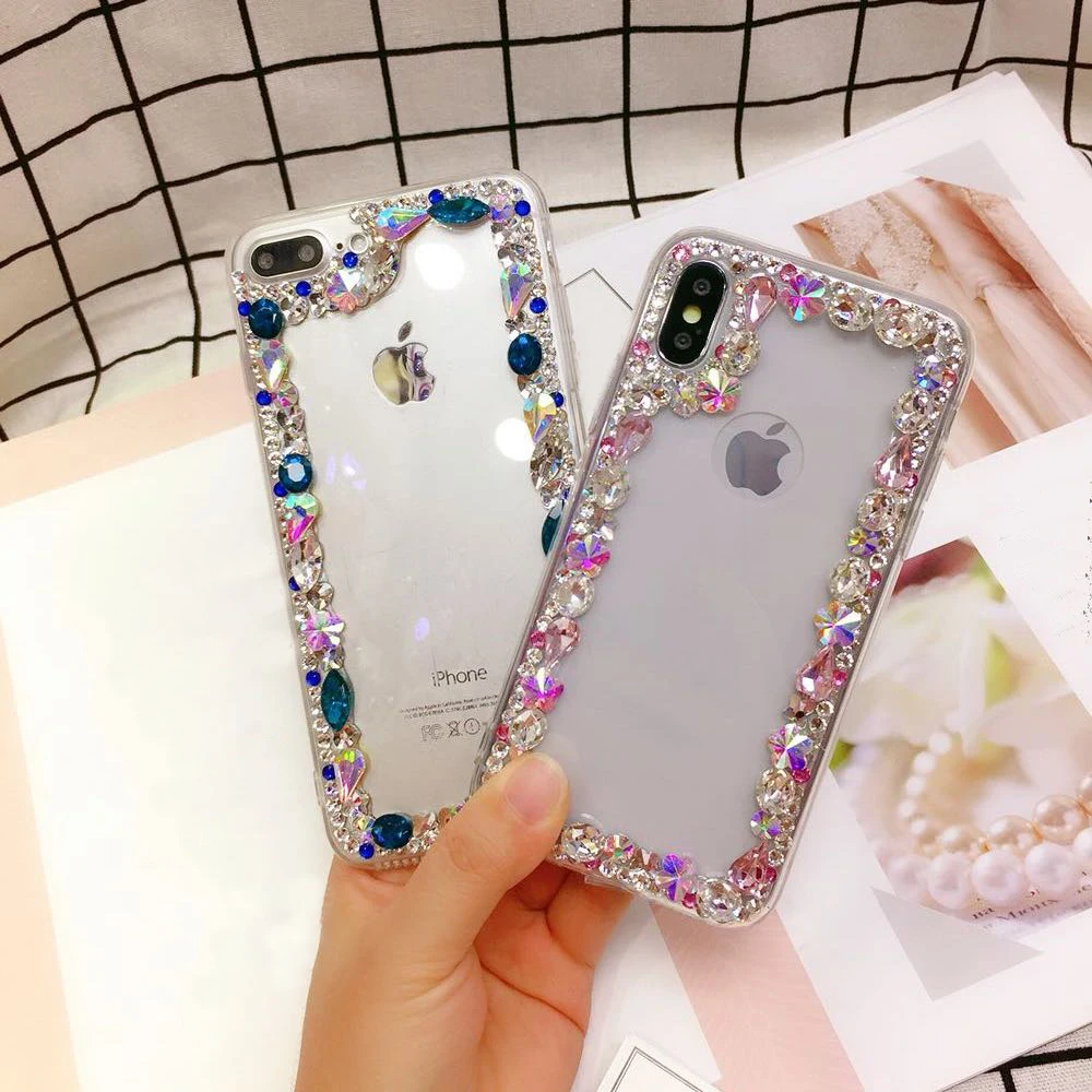 Чехол для телефона с маленькими бриллиантами и стразами iPhone 11 Pro 7 8 Plus X XS Max XR Samsung