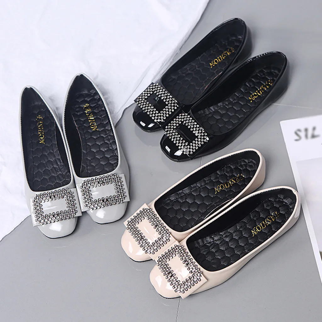 Flat Shoes Women Large Size Crystal Flats Fashion Slip On Casual Shoes Comfortable Loafers Women Flats
