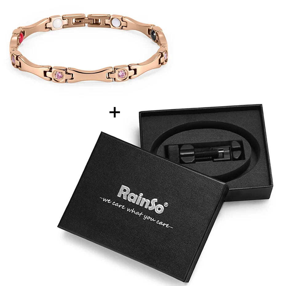 RG bracelet set Rainso элегантный изысканный кристалл Браслеты для леди био-энергии, магнитный браслет Мода здоровый ювелирные изделия для подруги подарок - Окраска металла: RG bracelet set