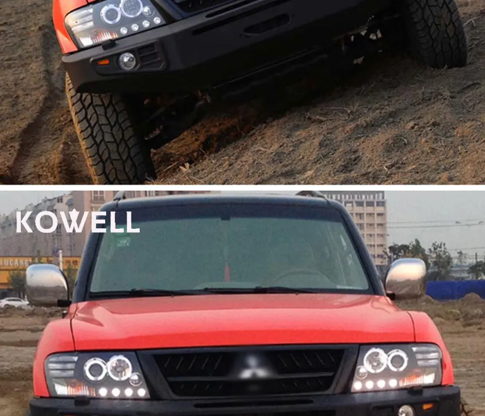 KOWELL автомобильный Стайлинг для Mitsubishi Pajero фары Pajero V73 светодиодные фары поворотник drl HID комплект Биксеноновые линзы ближнего света