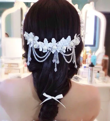 Модные свадебные обручи на голову с жемчужинами тканевые цветы для китайских