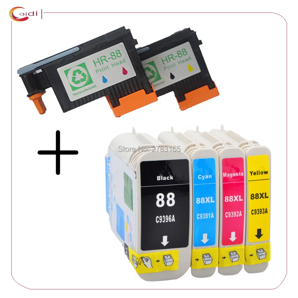 Совместимая печатающая головка HP 88 C9381A C9382A 2 упаковки + чернильный картридж для