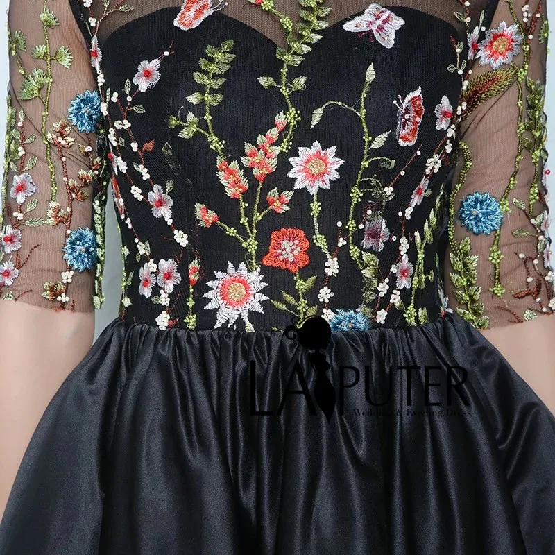 Модное бальное платье с круглым вырезом на молнии сзади длиной до колена