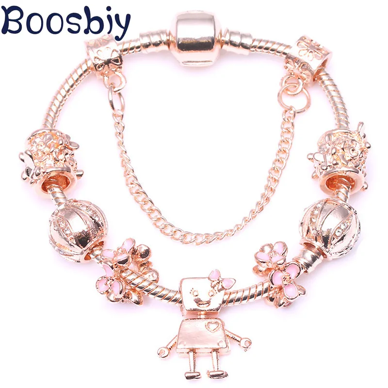 Boosbiy Европейский оригинальный браслет из розового золота с кристаллами