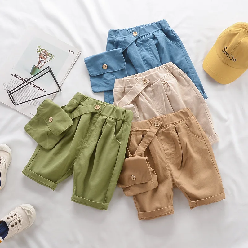 

Summer Thin Children Wear Shorts for Boys Baby Girl Pants Solid Cotton 1-7 Year Old Children's Leisure Short Pants with Pocket