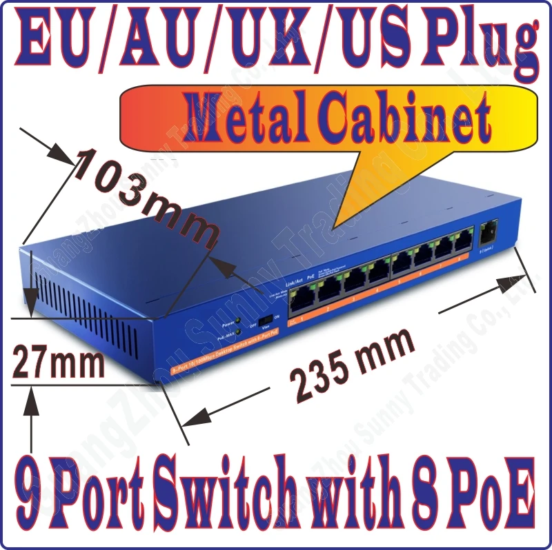 Бесплатная доставка 9 портовый 8 poe переключатель IEEE802.3af at PoE подходит для всех