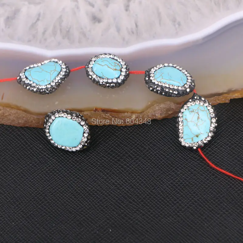 10 шт синий Howlite камень Самородок соединитель Бусы из драгоценных камней Шарм
