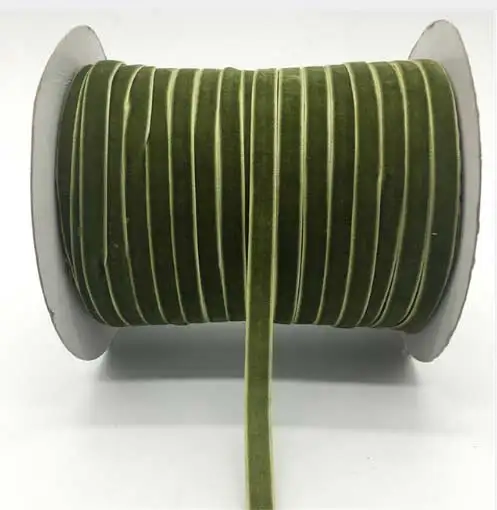 army green 5 ярдов/10 ярдов 3/" 10 мм ширина мягкая удобная бархатная лента повязка Аксессуары свадебные украшения цвет выбор - Цвет: army green