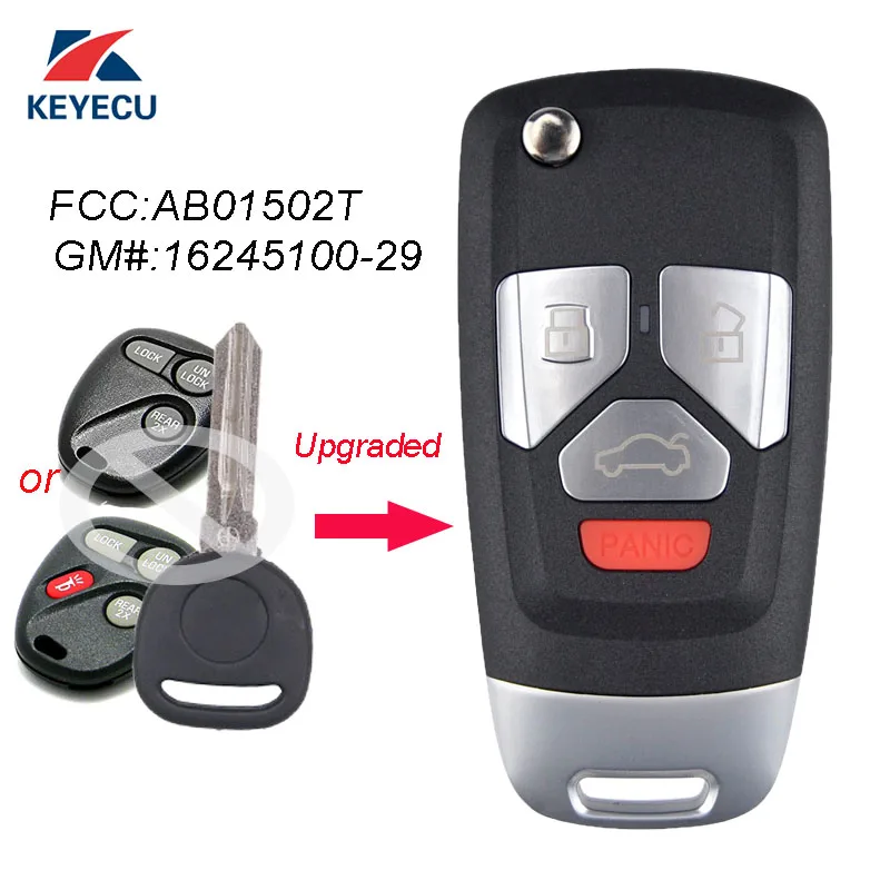 

KEYECU Replacement Upgraded Flip Remote Car Key Fob 315MHz ID46 for Buick Chevrolet GMC (FCC ID: AB01502T / P/N: 16245100-29)