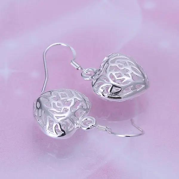 Женские сережки подвески с полым сердцем из серебра 925 пробы SE021|earrings moonstone|earrings