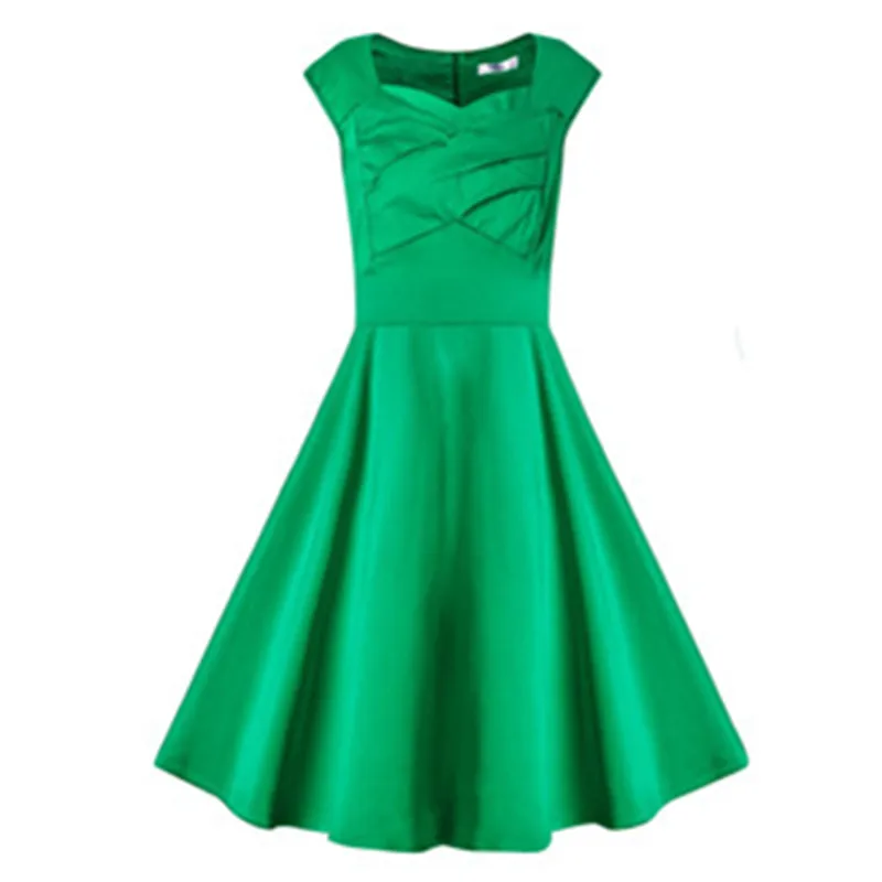 Женское Хлопковое платье с пышной юбкой черное винтажное в горошек стиле 50-х