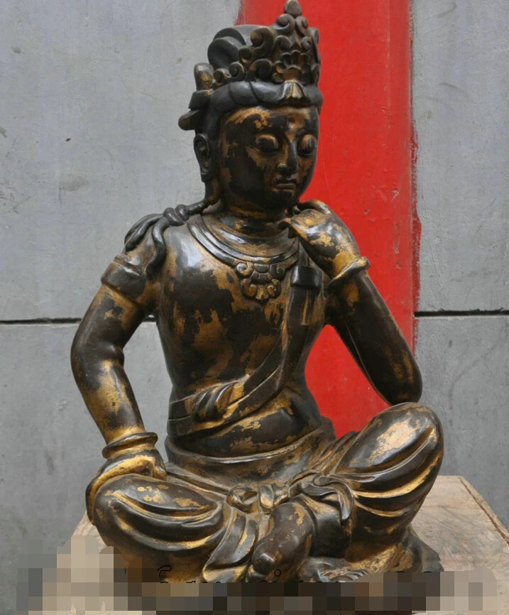 

002623 24" Tibetan Bronze Comfortable Buddism godness Guanyin Amitabha Buddha Statue
