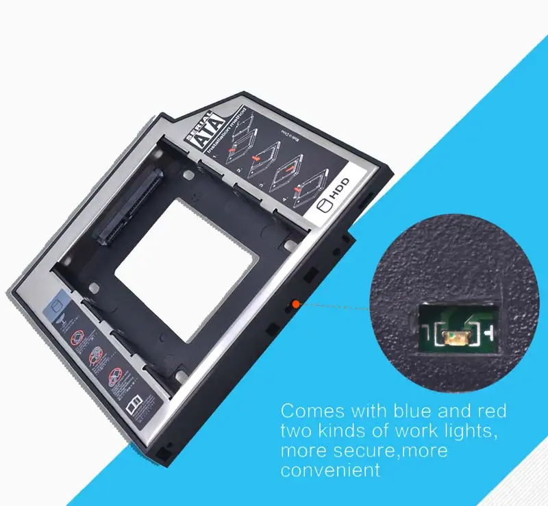 Универсальный алюминиевый 2nd HDD Caddy 12,7 мм SATA 3,0 для 2," SSD жесткий диск драйвер корпус DVD CD-ROM адаптер Optibay 12,7