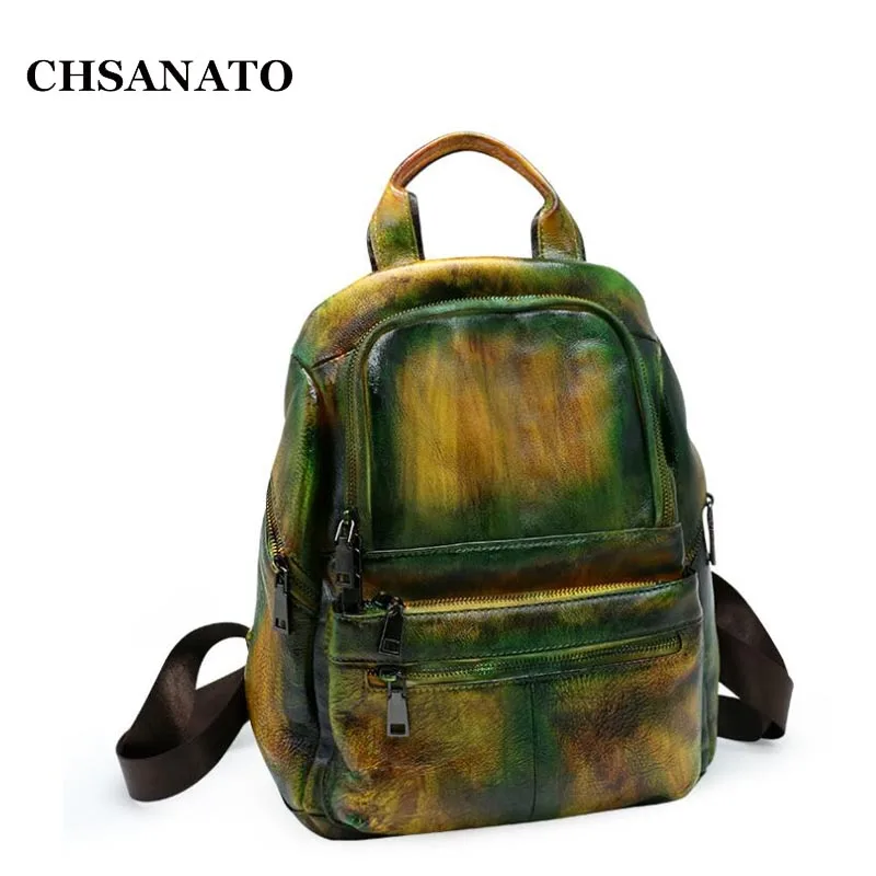 CHSANATO Back To School женские рюкзаки Geniune кожаная сумка на плечо уникальный цветной
