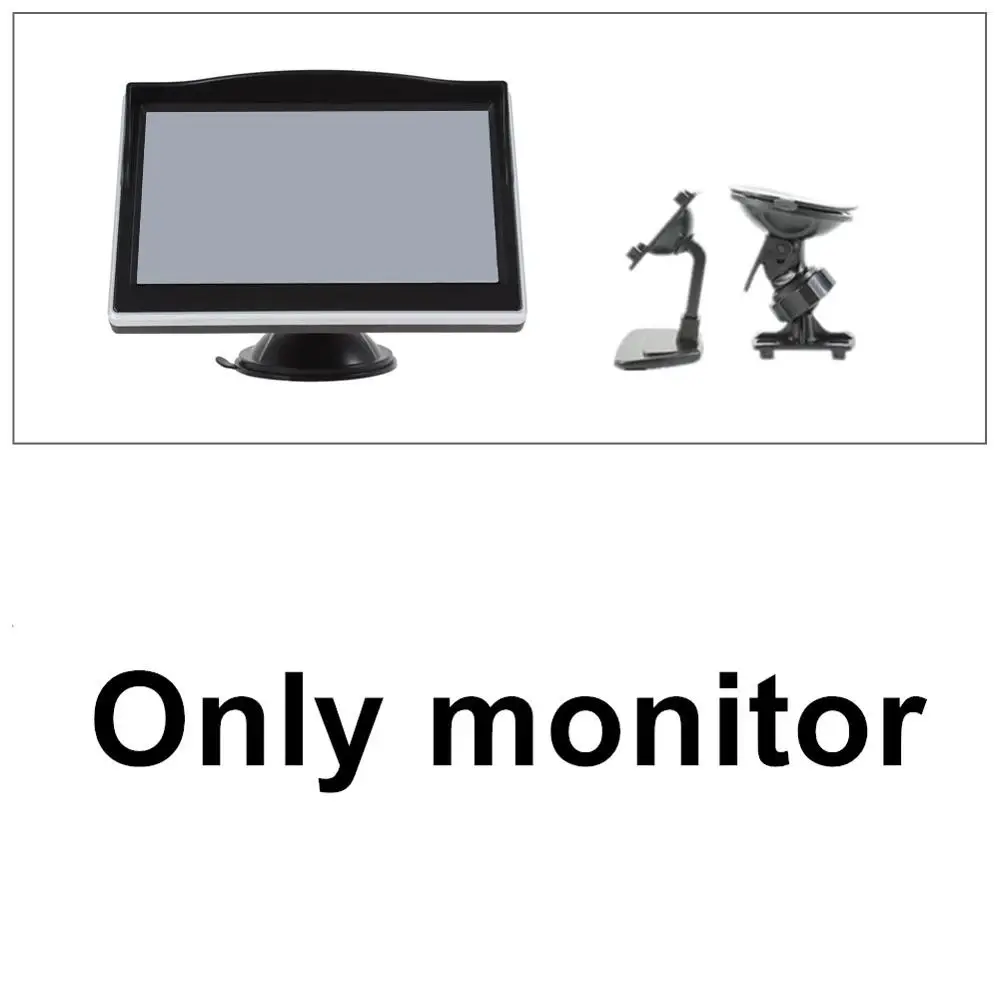 Only monitor BOZXRX парковочная система lcd " HD Автомобильный монитор с двойным кронштейном+ 170 градусов водонепроницаемый светодиодный монитор ночного видения Автомобильная камера заднего вида - Цвет: Only monitor