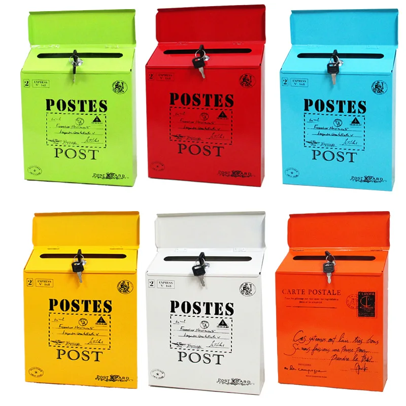 

Big Letter post mail box Retro Wall Mounted with key Metal Mailbox vintage bucket tin Newspaper boxes mail box home Decoration