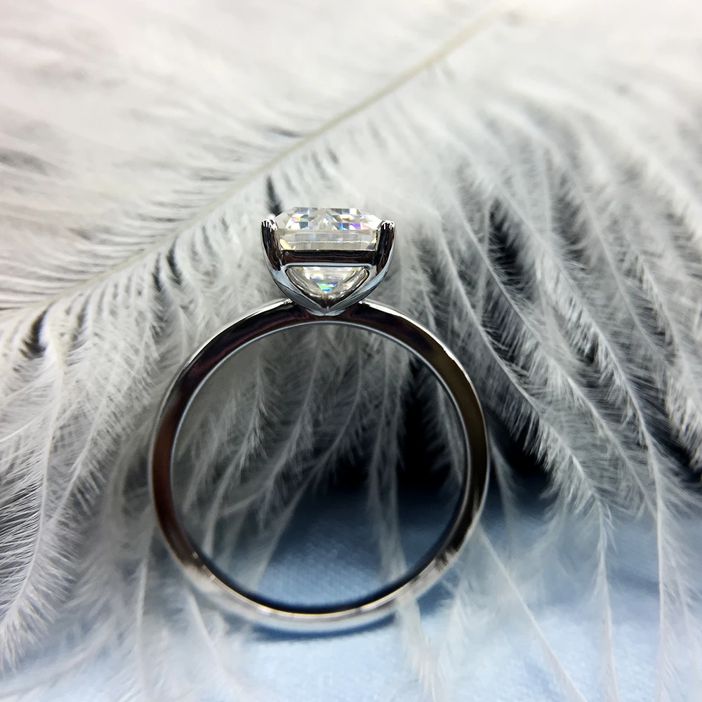 Solid 18K White Gold 3carat 7X11mm Moissanite Ring Engagement Emerald Cut Lab Grown Diamond Wedding For Women | Украшения и