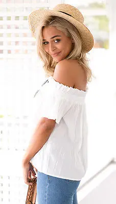 Женская свободная рубашка с открытыми плечами Повседневная красная блузка