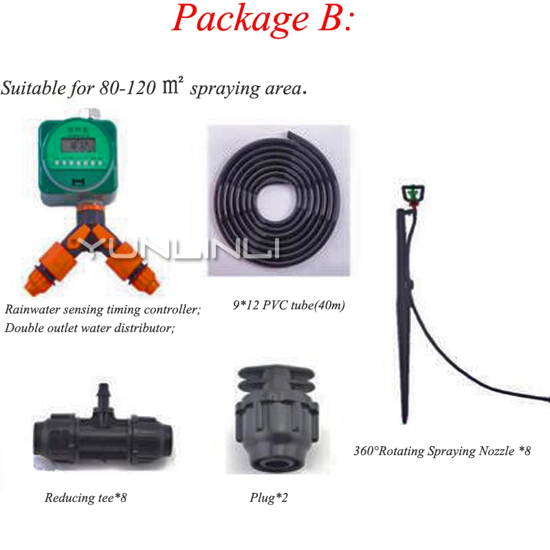 Water Sprinkler With 8 Pieces 360degree Rotating Spraying Nozzle Timing Spraring Nozzle For Garden Watering Irrigation
