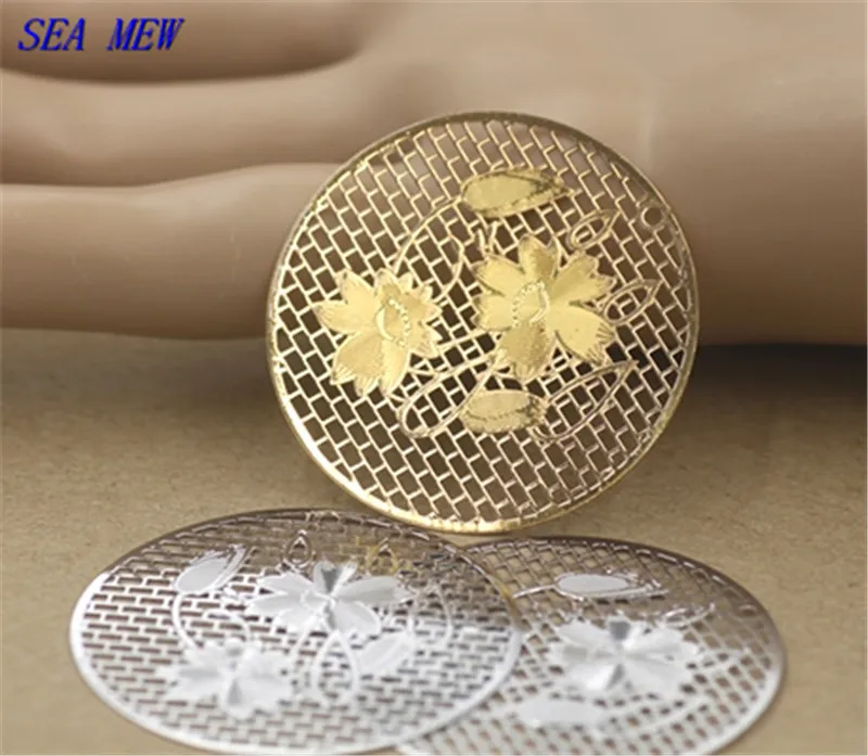 SEA MEW 20 шт. 36 мм круглые полые филигранные разъемы металлические медные