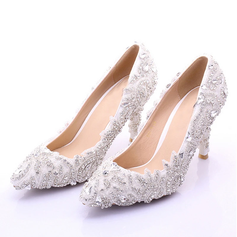 Свадебные туфли лодочки на высоком каблуке изготовленные заказ со стразами