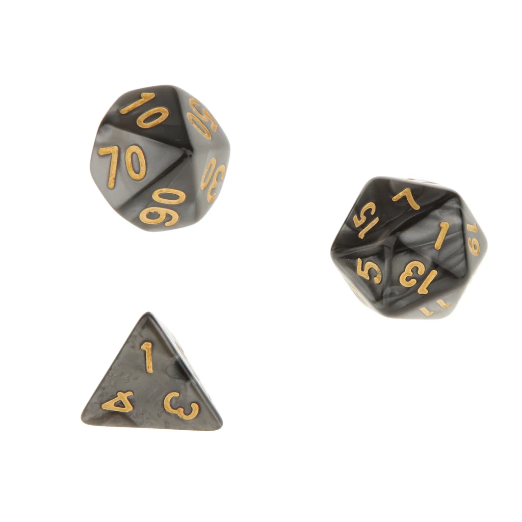 Perferclan 7 набор многогранных игральных костей для подземелий и драконов DND RPG MTG+ игральные кости Кубок Черный многогранные игральные кости настольные игры