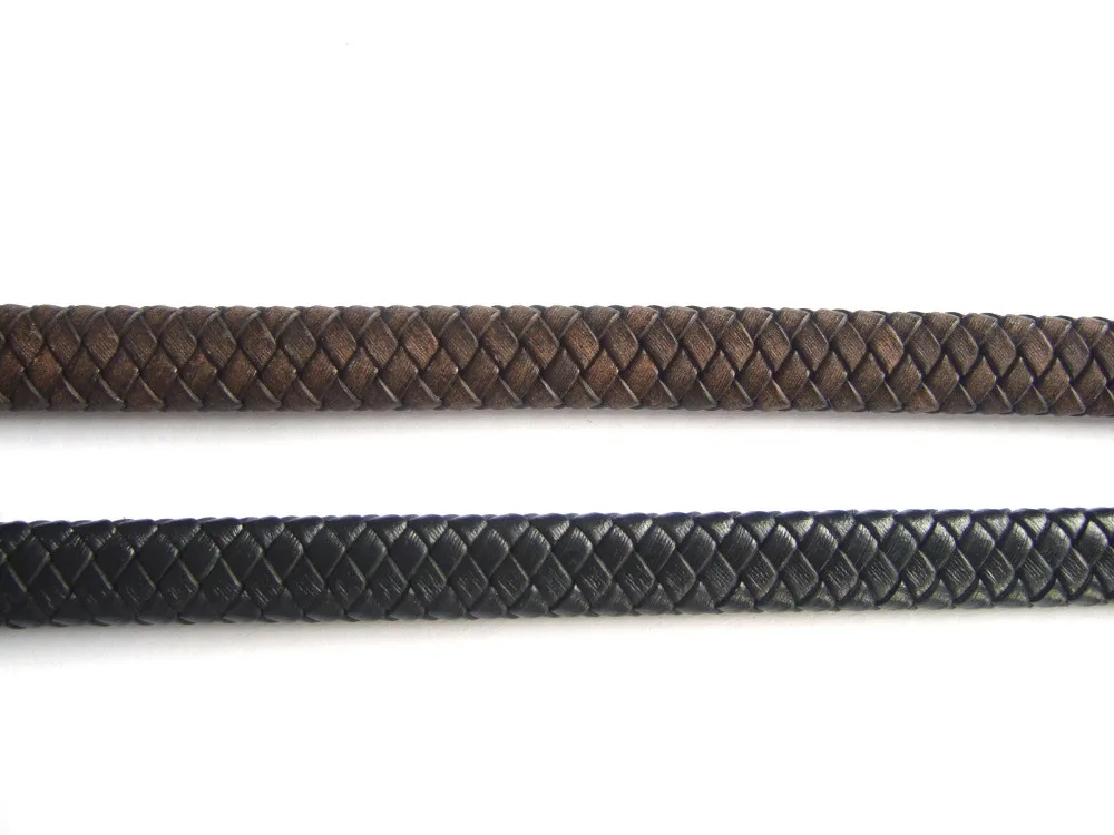 

1 Yard Black/Brown 10x5mm Flat Braided/Bolo Real Genuine Leather Cord