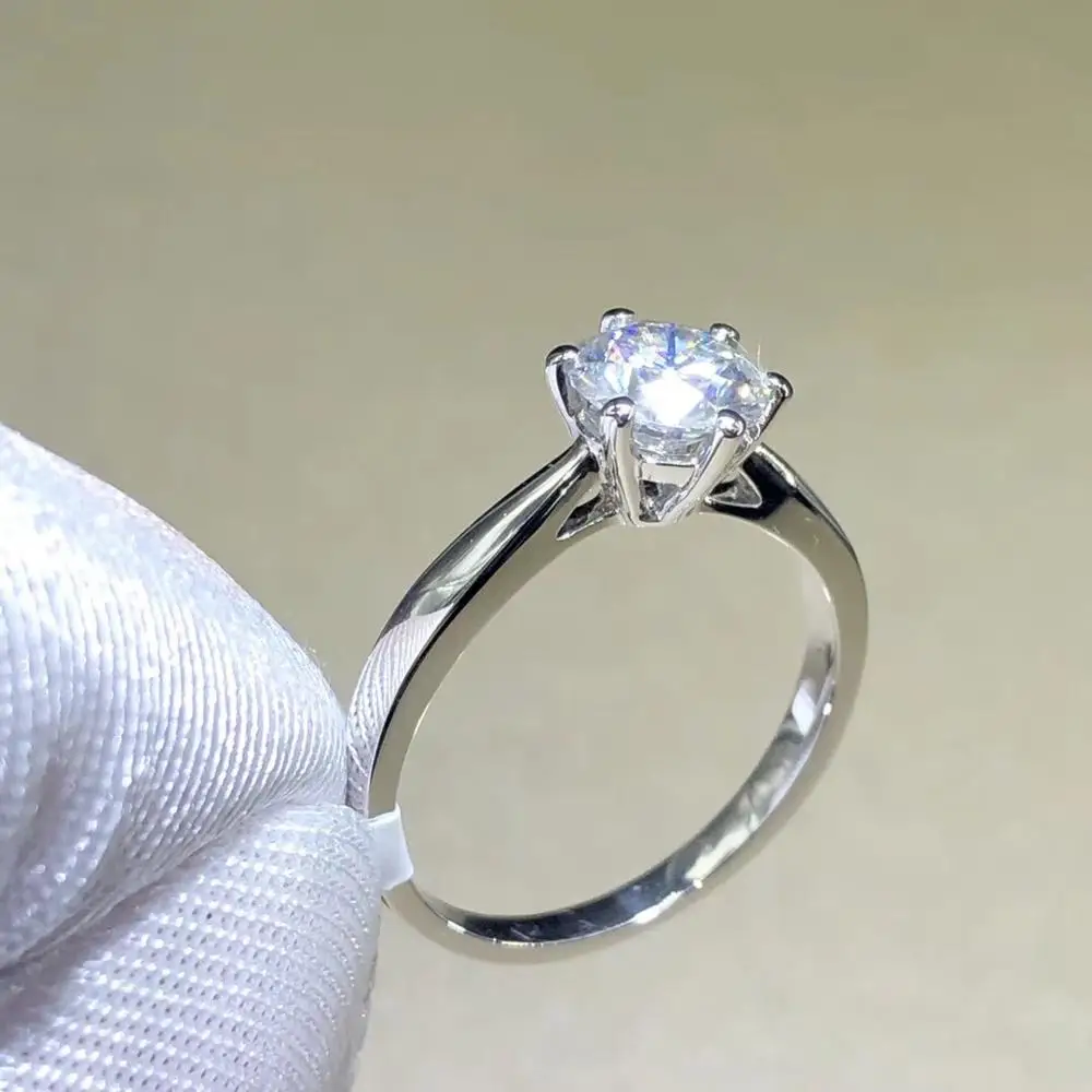 Аладдин, 18 карат, белое золото, 1ct, Mossinate Halo, бриллиантовое обручальное кольцо, обручальное кольцо, юбилейное кольцо с алмазным мостом - Цвет камня: Au750(18k Gold)