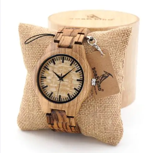 G23 BOBO BIRD мужские Zebrawood деревянные часы с деревянным ремешком кварцевые аналоговые с качественным механизмом Miyota Tri-складная застежка - Цвет: G23