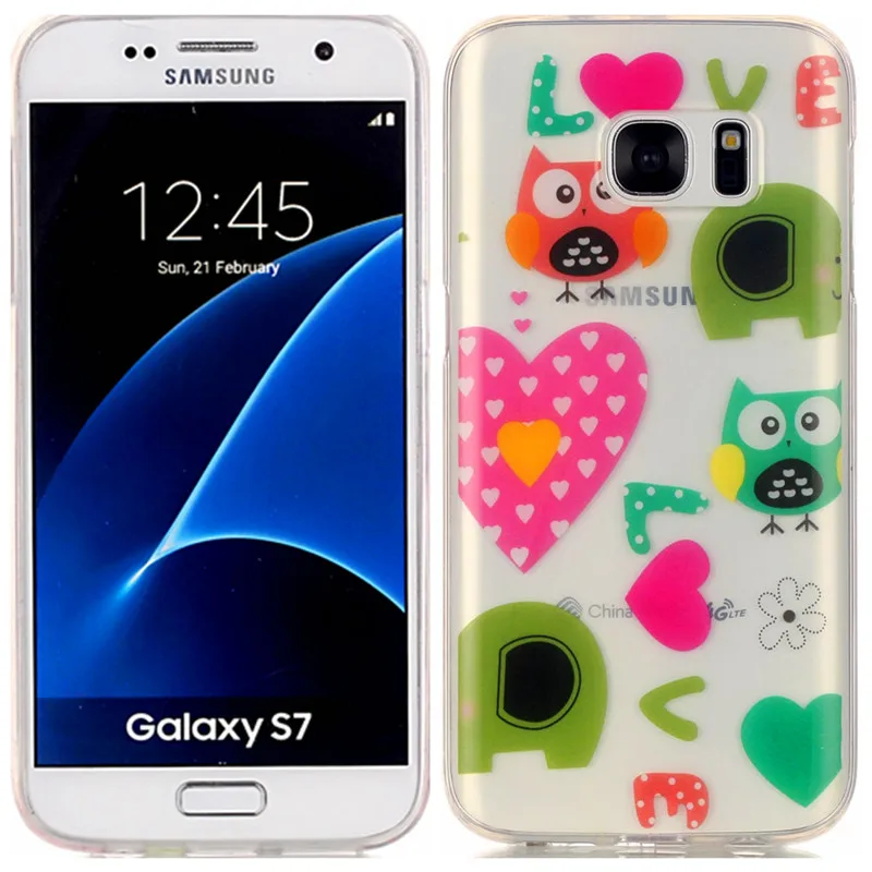 Для samsung S 7 G930f силиконовый чехол Цветной прозрачный мягкий ТПУ для задней крышки