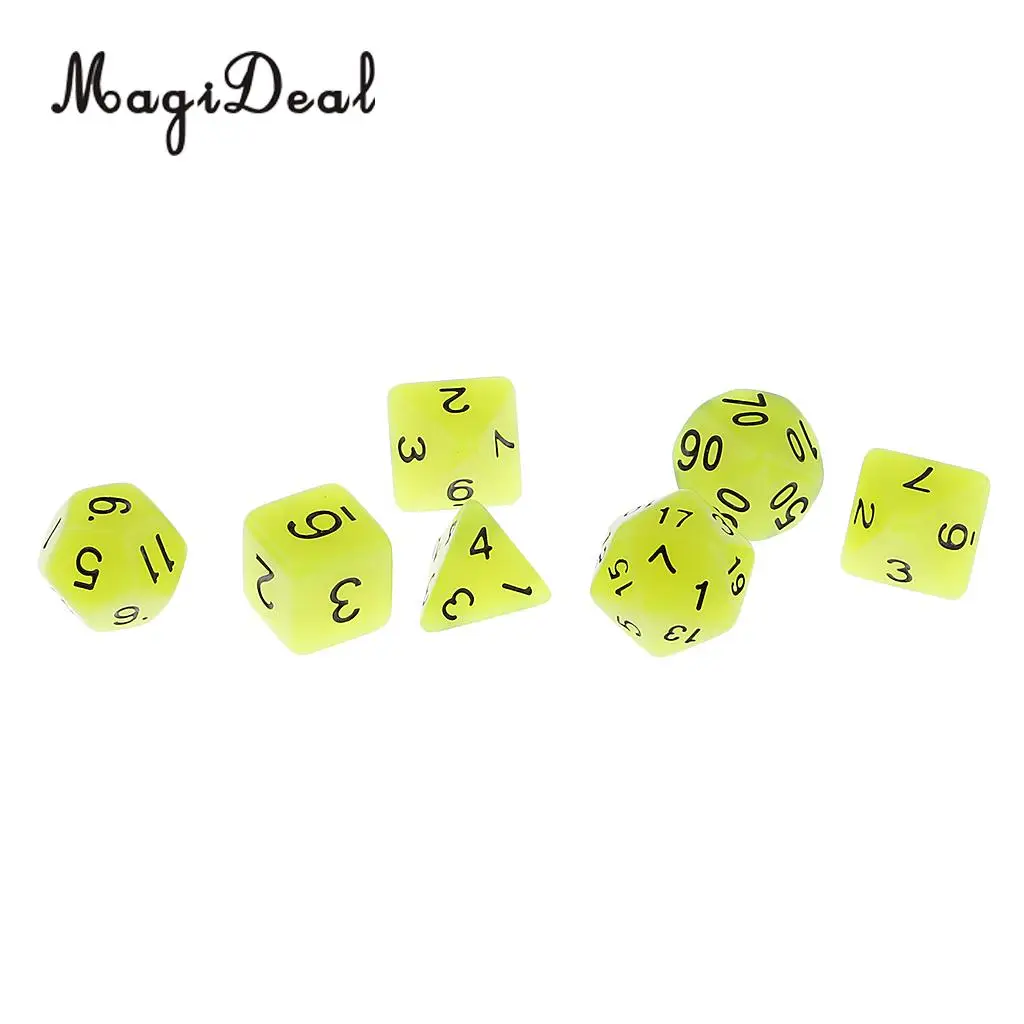 MagiDeal Высокое качество 7 шт мульти сторонний кости светится в темноте для D & MTG