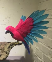 about 20x25cm spreading wings bird hot pink feathers parrot model handicrafthome garden decoration gift a2529
