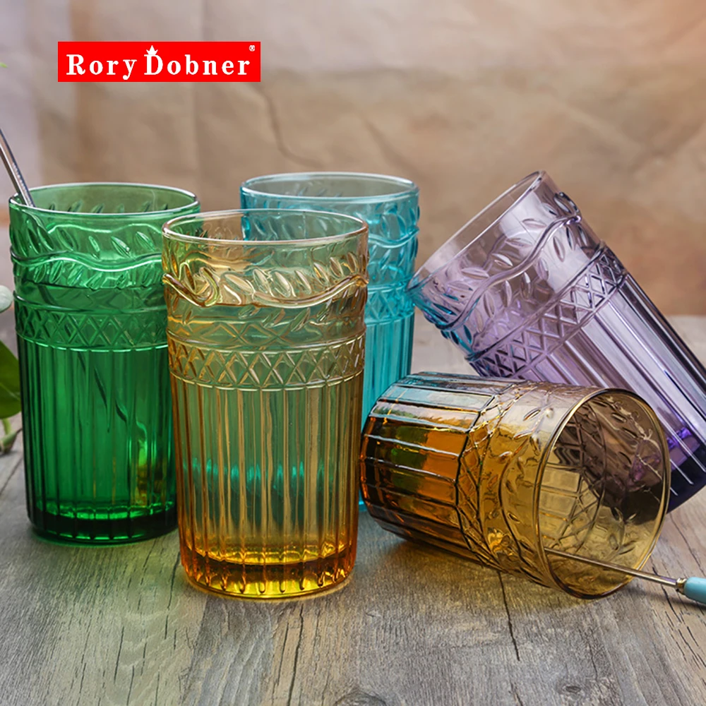 Красочная стеклянная рельефная винная чашка Ретро термостойкая водная