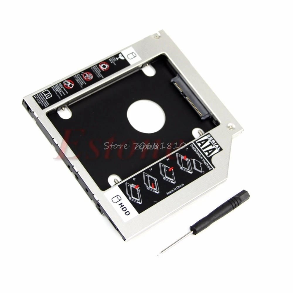 1 шт. Универсальный 9,5 мм 2," SATA 2nd HDD Жесткий Драйвер Caddy для CD DVD Оптический отсек и Прямая поставка