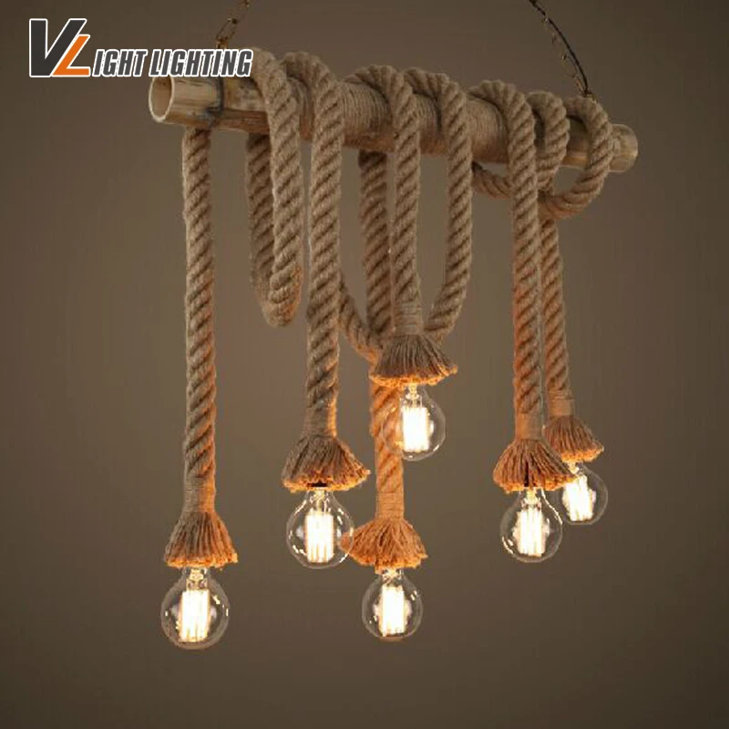 Подвесной светильник в стиле ретро декоративная лампа из дерева освещение для