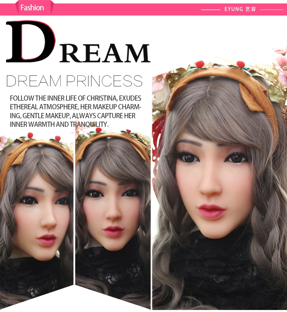 EYUNG Christina angel face realistic silicone female masquerade Halloween cosplay drag queen crossdresser Cover facial scars