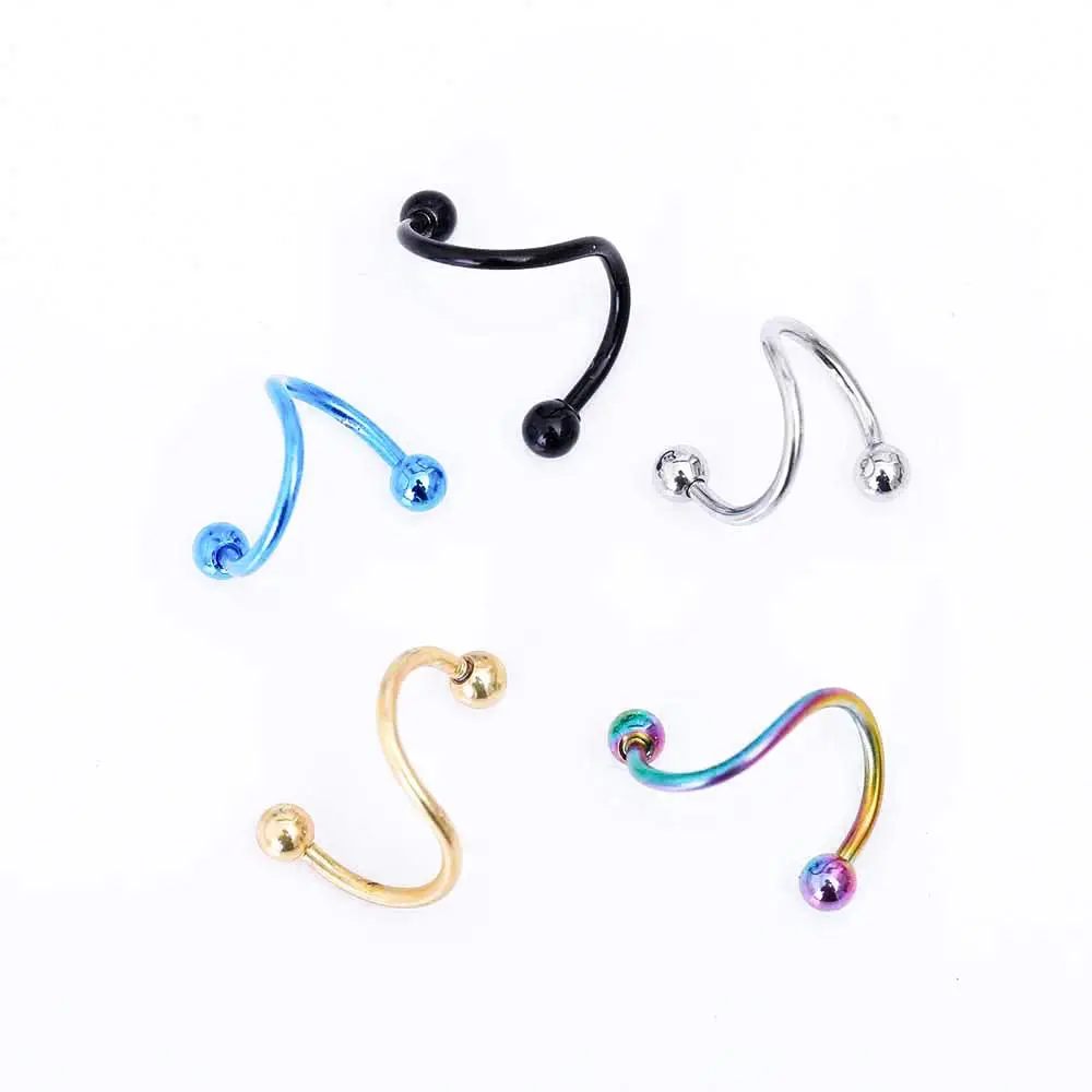 1 шт. кольца для пирсинга носа из нержавеющей стали тип S цветные серьги