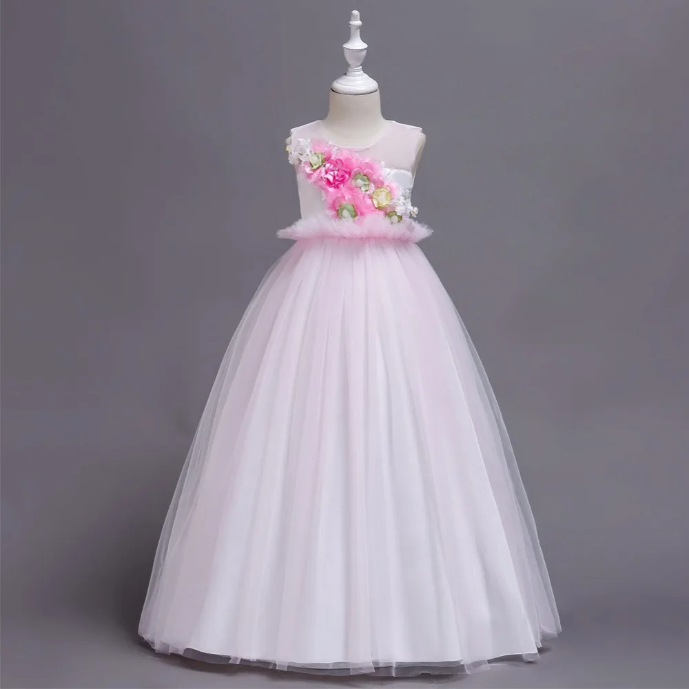 Formal Kids Floral Dresses for Girls Evening Gowns Mesh Wedding Party Ceremony Dress Child Teenage Clothing Elegant Girl Clothes | Детская