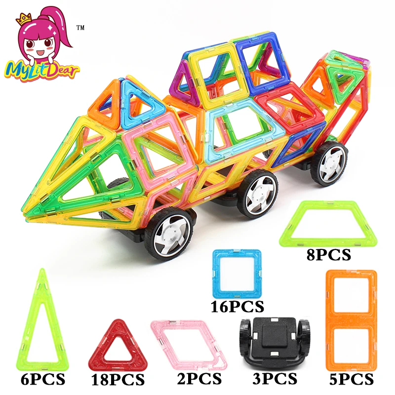 

MylitDear 58Pcs Big Size Magnetic Building Blocks Model Toys 3D Educational DIY Magnetic Designer Bricks Toys For Children