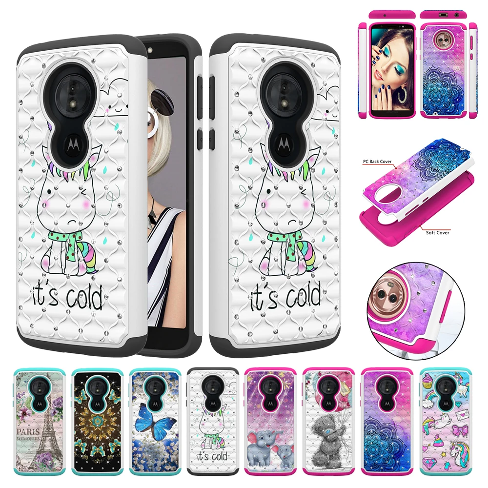 Сверхмощный чехол для Motorola Moto Z3 E4 E5 G5 G6 G7 Play Cruise Bling Butterfly Flower PC силиконовый Google Pixel 3