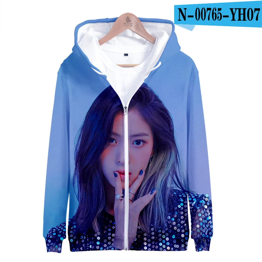 N00765 Забавные 3d Itzy Kpop моды хип-хоп Для мужчин Для женщин Толстовки с капюшоном на молнии куртка топ Повседневное с длинным рукавом унисекс на молнии 3D с капюшоном толстовка 4XL - Цвет: N00765