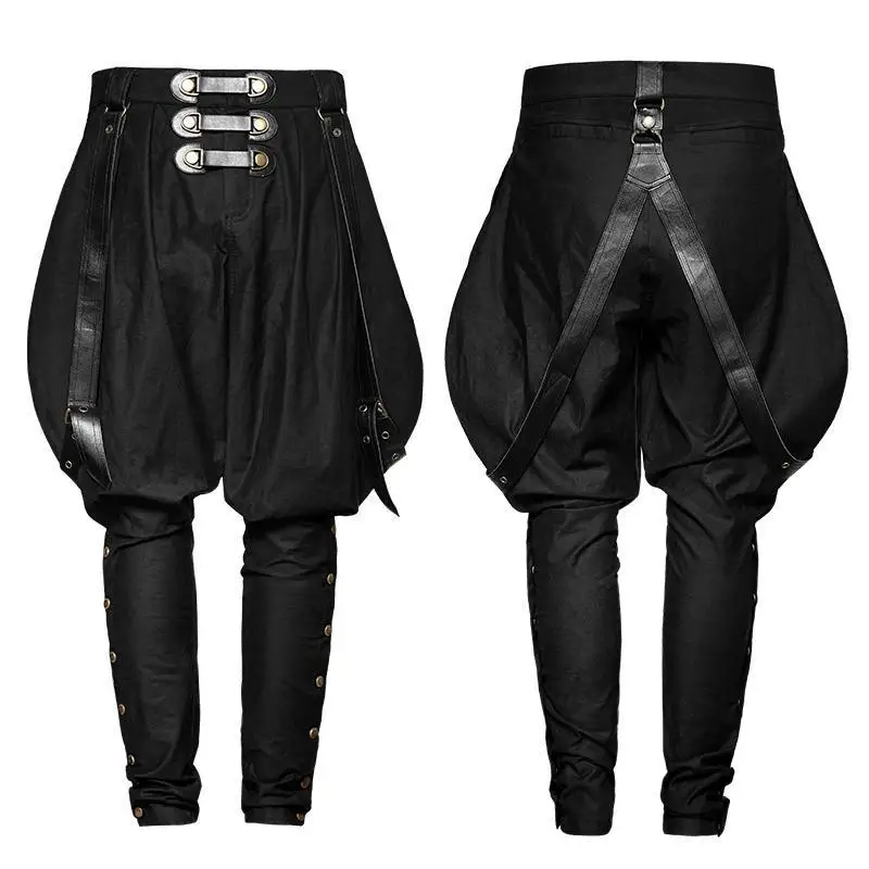 Punk Rave Men's Black Baggy Pants With Shoulder Harness K-269 | Мужская одежда