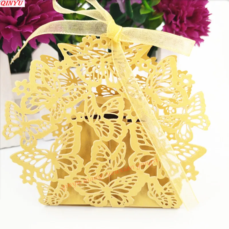 10Pcs/set Openwork Butterfly Lace With Ribbon Party Wedding Baby Shower Favors Gifts Candy Boxes 5Z-SH115 | Дом и сад
