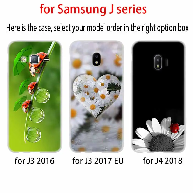 Четырехлистный клевер Божья коровка Дейзи чехол TPU для Samsung Galaxy J6 J8 J3 J5 J7 J4 J2 J1 Plus 2018