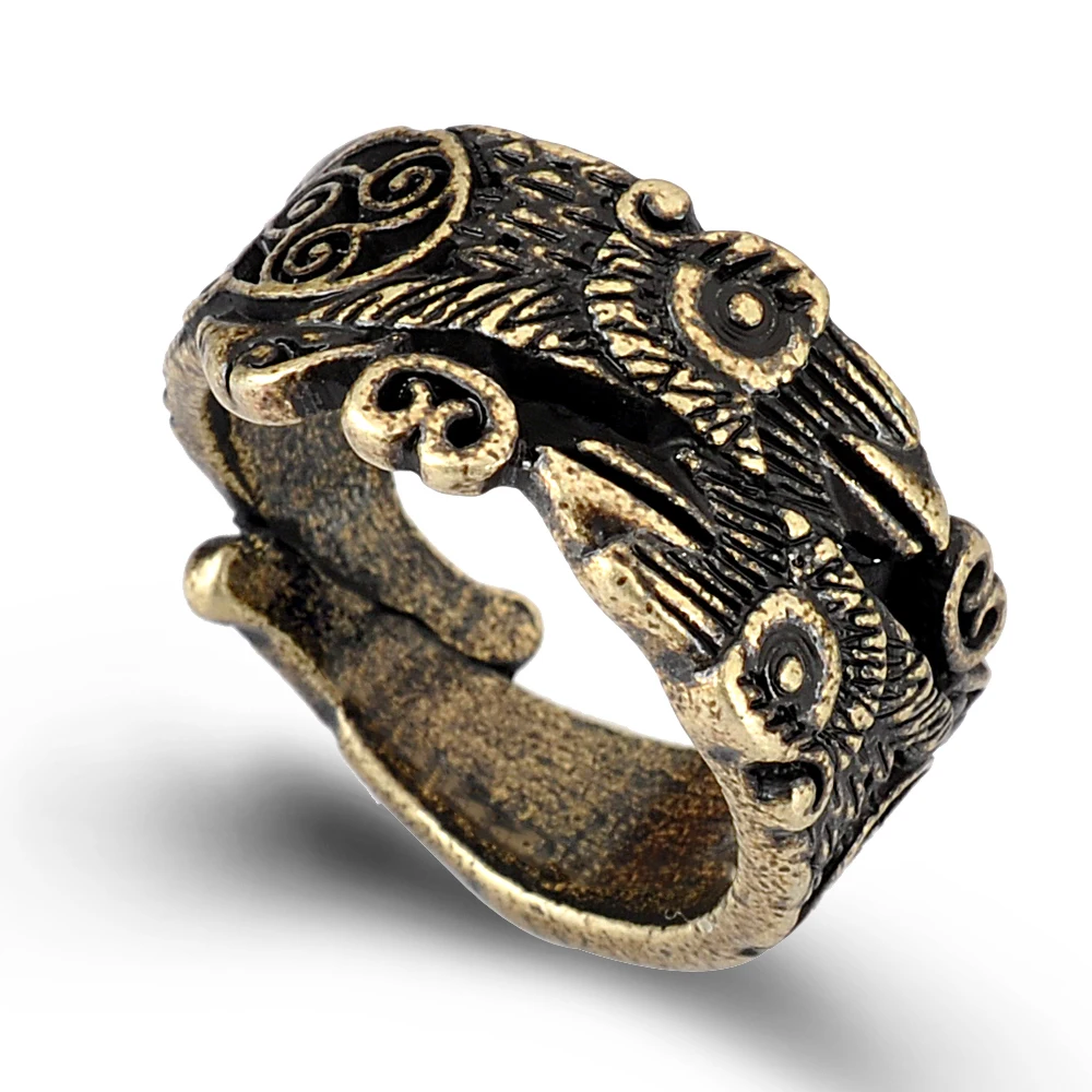 Viking Ravens Huginn Rings Celtic Crow Triskele Ring Men Scandinavian Odin's Buckle Anel Bague |